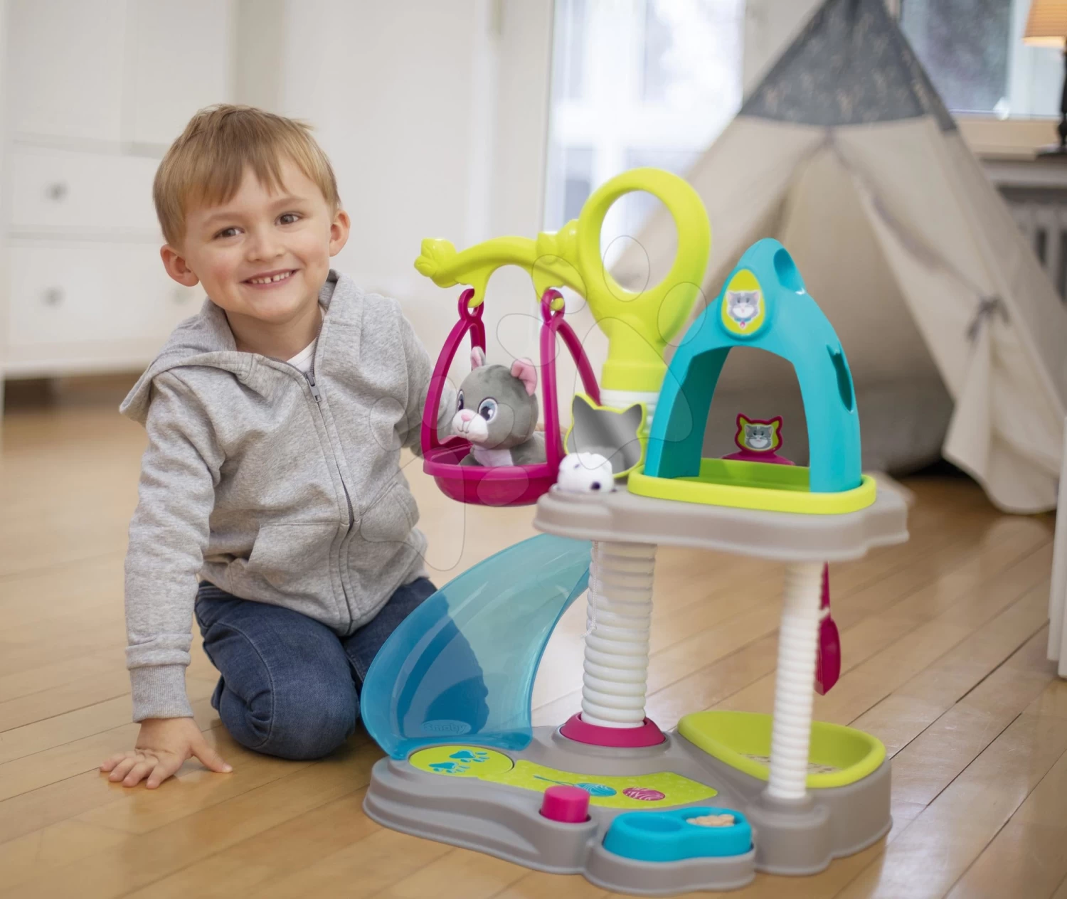 Set Katzenhäuser Mit Dem Sound Von Cat's House Veterinary Smoby Und Eine Springende Autostrecke Mit Zwei Spielzeugautos 6 Set Katzenhäuser Mit Dem Sound Von Cat's House Veterinary Smoby Und Eine Springende Autostrecke Mit Zwei Spielzeugautos – Bild 6