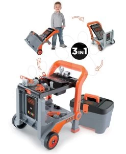 Arbeitswerkstatt Black&Decker Devil Workmate 3v1 Smoby Faltbar Auf Rädern Mit 18 Teiligem Zubehör