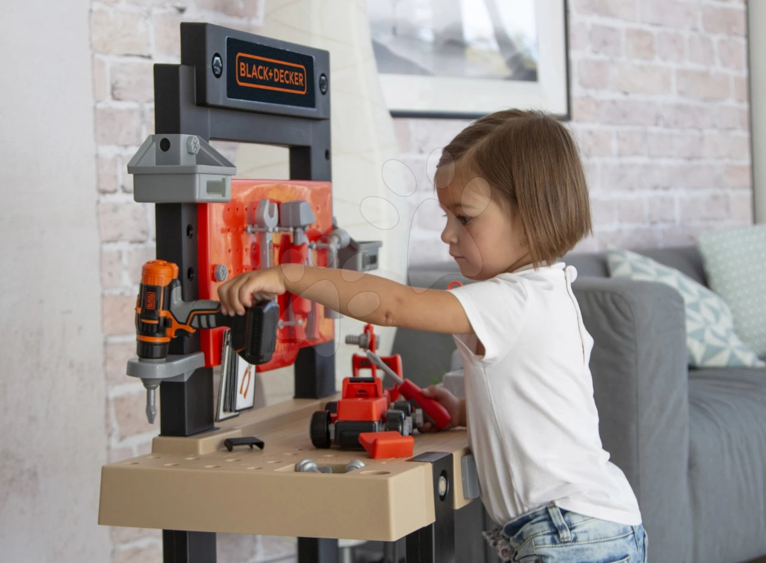 Black + Decker Smoby-Arbeitswerkstatt Mit Bohrmaschine Und Spielzeugauto Mit 92 Teiligem Zubehör 12 Black + Decker Smoby-Arbeitswerkstatt Mit Bohrmaschine Und Spielzeugauto Mit 92 Teiligem Zubehör – Bild 12
