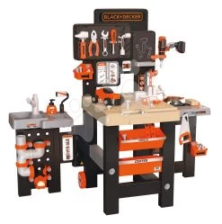 Dreiflügeliger Schreibtisch Black&Decker Mega Center Smoby Maschinenbau, Instalierung, Lackerei Und Zimmerei 100 Zubehör 103 Cm Höhe SM360726W