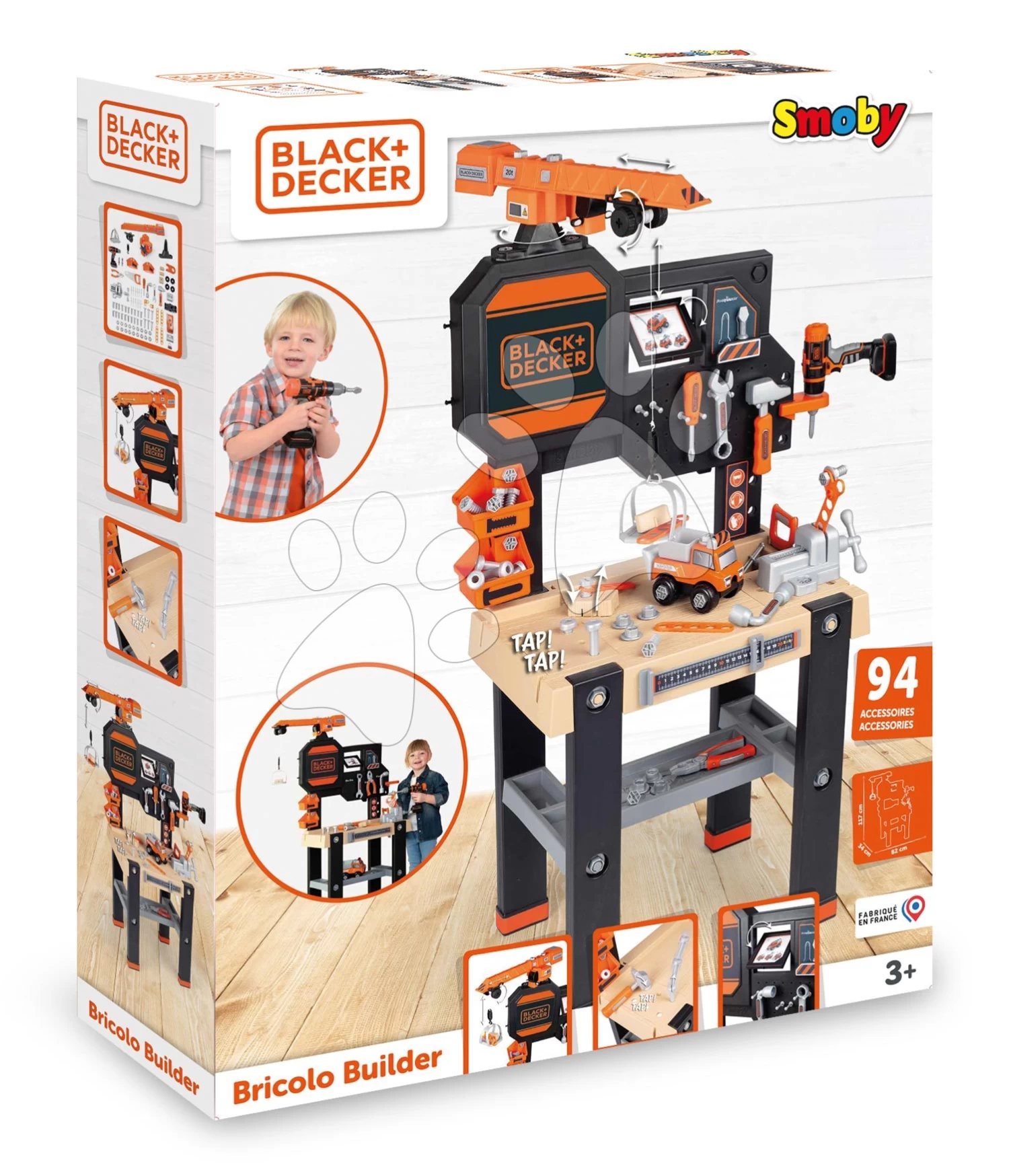 Arbeitstisch Mit Funktionsfähigem Kran Black&Decker Bricolo Builder Smoby Mit Baukasten - Auto Und Bohrmaschine Und 94 Zubehörteilen 117 Cm Hoch 8 Arbeitstisch Mit Funktionsfähigem Kran Black&Decker Bricolo Builder Smoby Mit Baukasten - Auto Und Bohrmaschine Und 94 Zubehörteilen 117 Cm Hoch – Bild 8