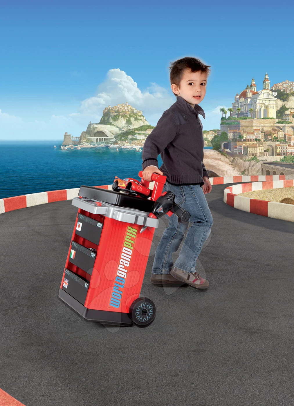 Arbeitswagen Autos 2 Pit Stop Smoby Mit Mechanischer Bohrmaschine, McQueen-Auto Und 25 Zubehörteilen 1 Arbeitswagen Autos 2 Pit Stop Smoby Mit Mechanischer Bohrmaschine, McQueen-Auto Und 25 Zubehörteilen