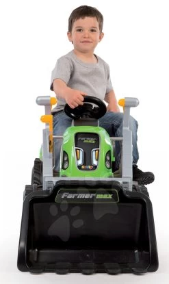 Traktor Mit Lader Farmer Max Smoby Grün Mit Tretanhänger -Smoby 710109 b smoby traktor s nakladacom