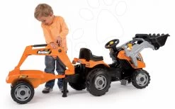 Set Rutsche Toboggan XL Smoby Mit Wasserlänge 230 Cm Und Ein Builder Max-Traktor Mit Anhänger, Bagger Und Lader