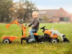 Trettraktor Builder Max Bauarbeiter Smoby Mit Bagger Und Lader Orange -Smoby 710110 g smoby traktor