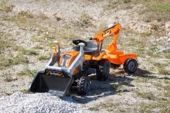 Trettraktor Builder Max Bauarbeiter Smoby Mit Bagger Und Lader Orange -Smoby 710110 k smoby traktor