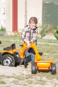 Trettraktor Builder Max Bauarbeiter Smoby Mit Bagger Und Lader Orange -Smoby 710110 o smoby traktor