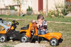 Trettraktor Builder Max Bauarbeiter Smoby Mit Bagger Und Lader Orange -Smoby 710110 p smoby traktor