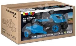Trettraktor Farmer XL Blue Tractor+Trailer Smoby Blau Mit Verstellbarem Sitz Und Sound 142 Cm -Smoby 710129 g smoby traktor