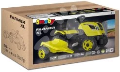 Trettraktor Und Ein Anhänger Farmer XL GreenTractor+Trailer Smoby Grün Mit Verstellbarem Sitz Und Ton 142 Cm SM710130 -Smoby 710130 g smoby traktor