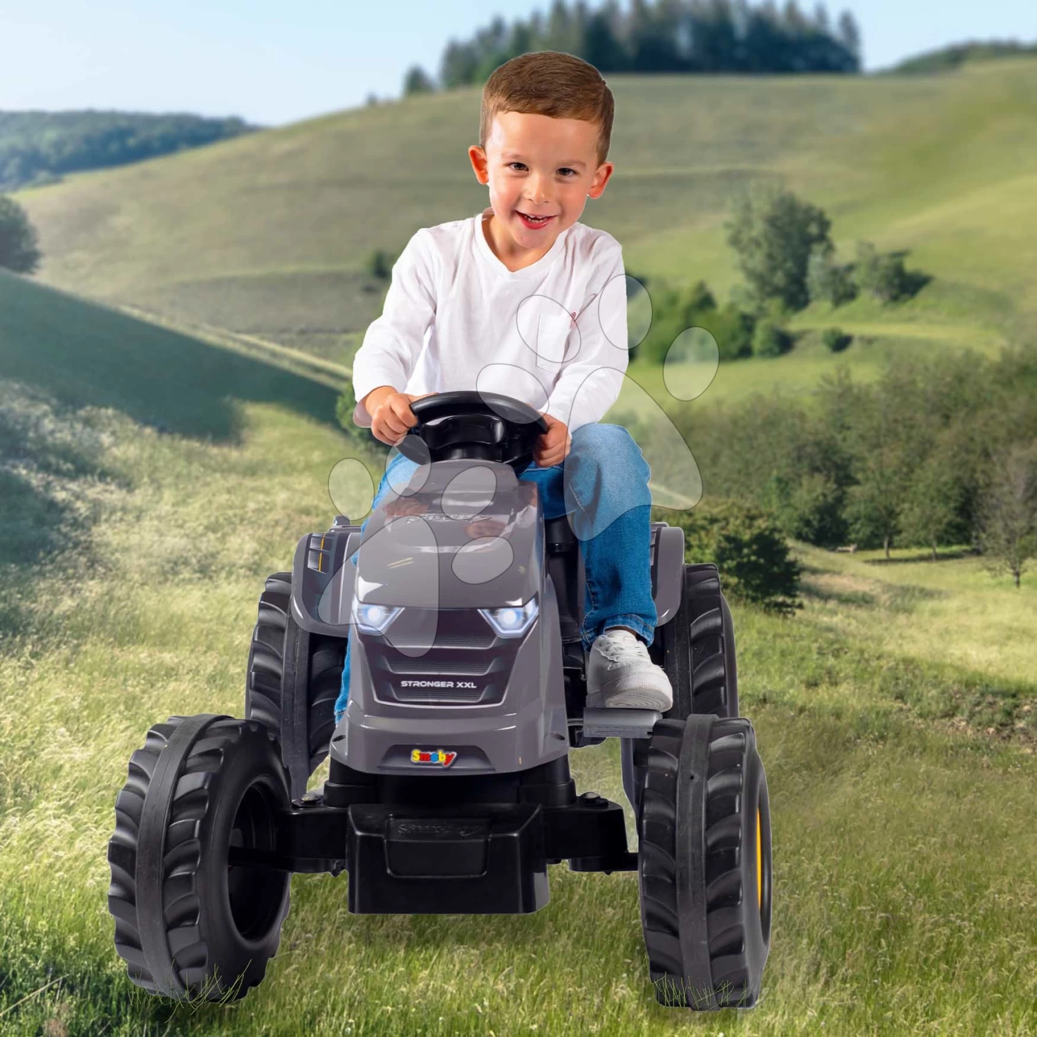 Tretttraktor Und Anhänger Stronger XXL Tractor+Trailer Smoby Mit Verstellbarem Sitz Und Lenkradsound 161 Cm SM710202 1 Tretttraktor Und Anhänger Stronger XXL Tractor+Trailer Smoby Mit Verstellbarem Sitz Und Lenkradsound 161 Cm SM710202