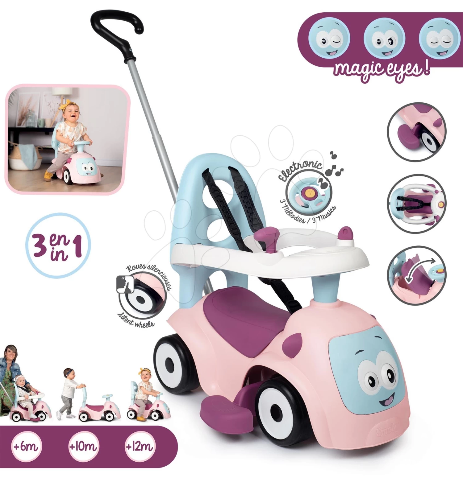 Rutscher-Set Erweiterbar Mit Sound Maestro Ride-On Pink 3in1 Smoby Mit Weichem Textilbezug 10 Rutscher-Set Erweiterbar Mit Sound Maestro Ride-On Pink 3in1 Smoby Mit Weichem Textilbezug – Bild 10