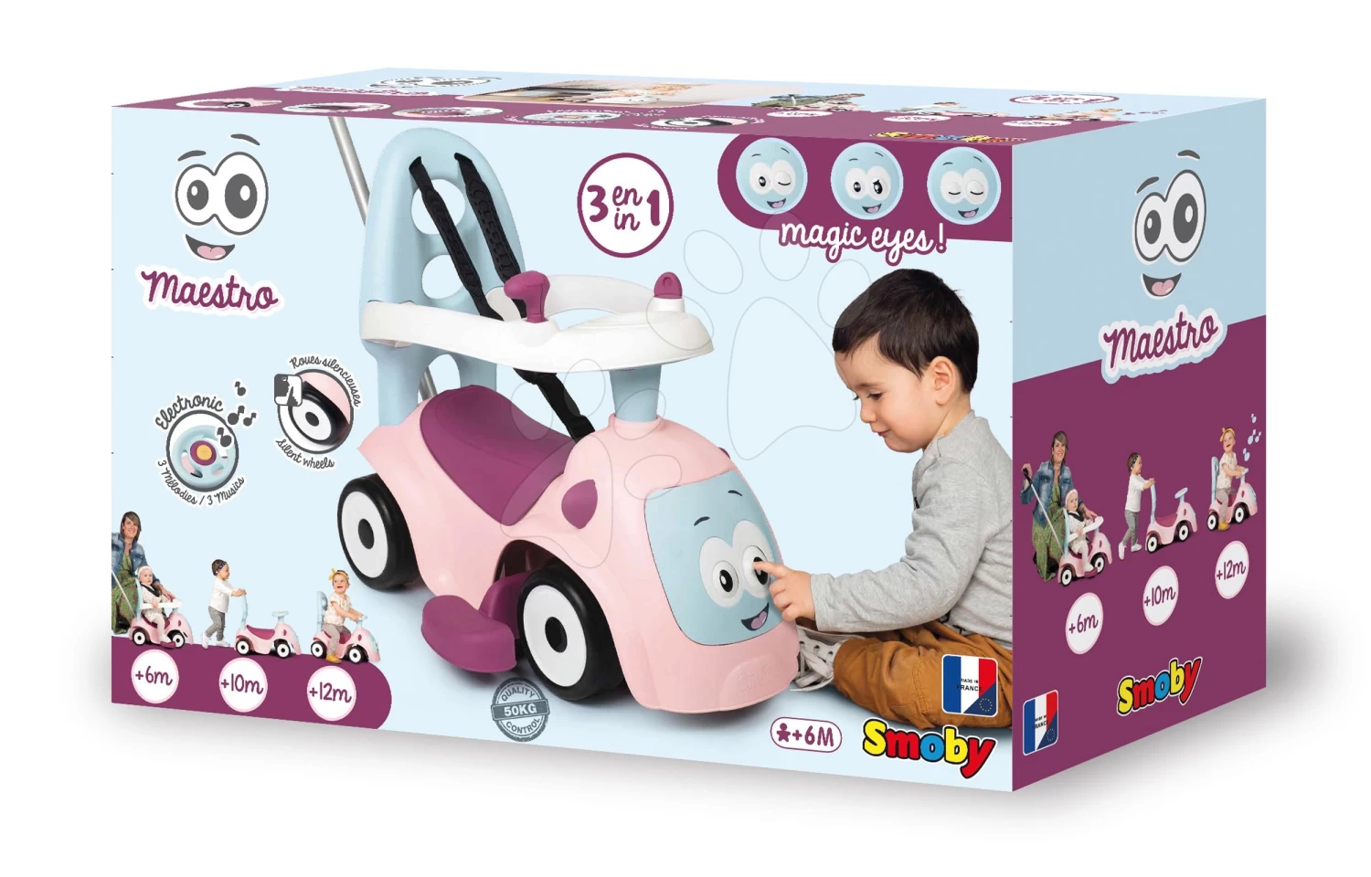 Rutschfahrzeug Erweitbar Maestro Ride-On Pink 3in1 Smoby Mit 3 Tonen Und Eine Führungsschiene Mit Laufstahl - Magische Augen Ab 6 Monaten 16 Rutschfahrzeug Erweitbar Maestro Ride-On Pink 3in1 Smoby Mit 3 Tonen Und Eine Führungsschiene Mit Laufstahl - Magische Augen Ab 6 Monaten – Bild 16