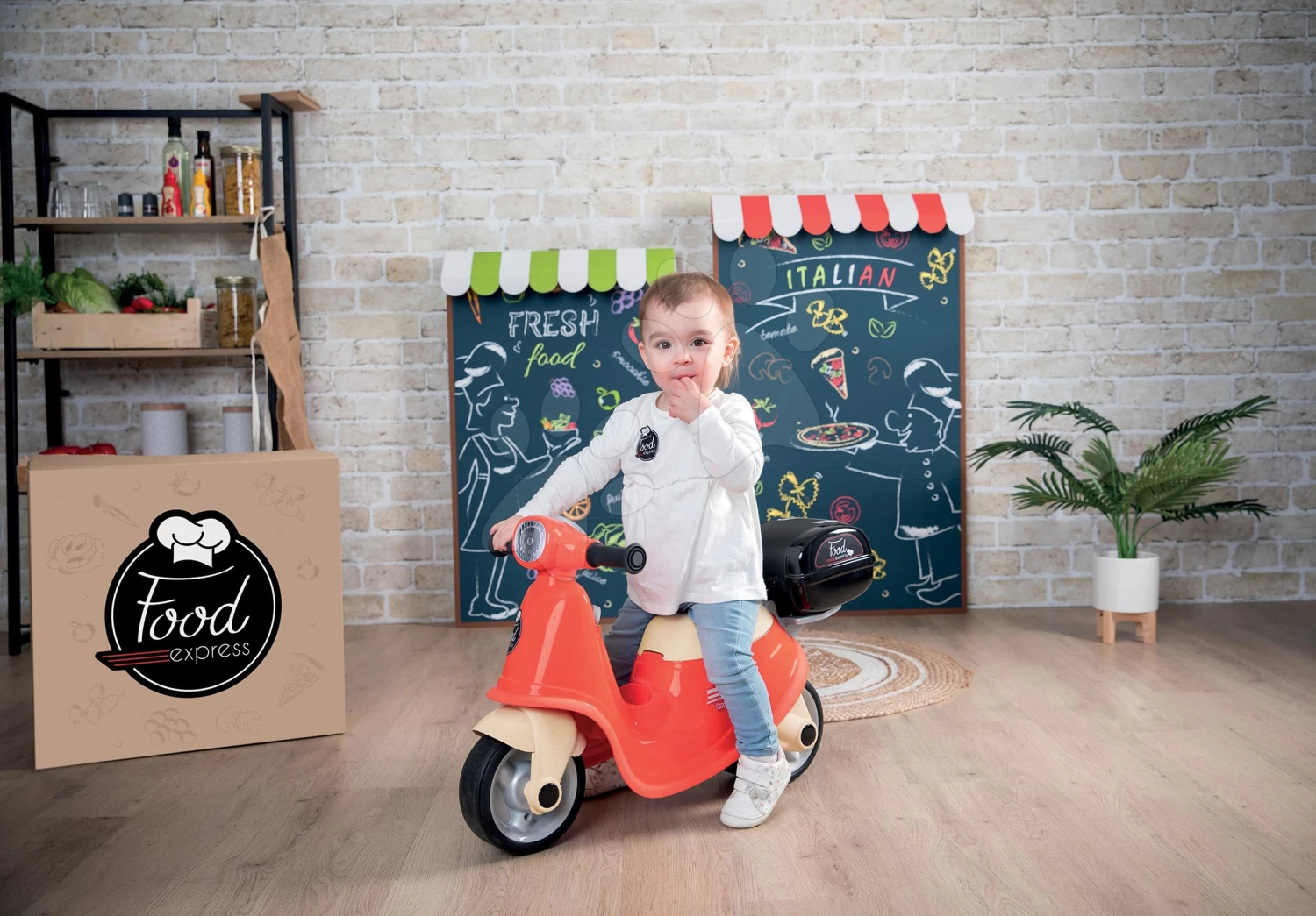 Laufrad Essenslieferung Scooter Ride-On Food Express Smoby Mit Abschließbarem Koffer Und Leisen Gummirädern Ab 18 Monaten 12 Laufrad Essenslieferung Scooter Ride-On Food Express Smoby Mit Abschließbarem Koffer Und Leisen Gummirädern Ab 18 Monaten – Bild 12