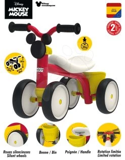 Rutschfahrzeug Mickey Disney Rookie Ride-On Smoby Mit Metallkonstruktion Und Drehbaren Lenkrädern Ab 12 Monaten 52 * 30 * 38 Cm SM721404
