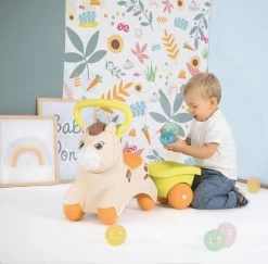 Set Lauflernhilfe Mit Würfeln Cotoons Smoby Mit Ton Und Licht Und Rutschfahrzeug Pony Mit Griff Und Einem Anhänger