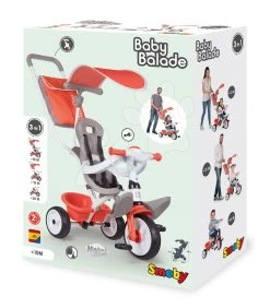 Dreirad Mit Hoher Rückenlehne Baby Balade Tricycle Red Smoby Mit Sonnenschirm Und EVA-Rädern Rot Ab 10 Monaten -Smoby 741105 o smoby trojkolka