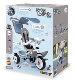 Dreirad Und Kinderwagen In Einem Mit Der Hohen Rücklehne Baby Balade Plus Tricycle Blue Smoby Mit Bremse Und EVA-Rädern Blau Ab 10 Monaten -Smoby 741400 m smoby trojkolka