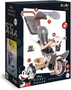 Dreirad Und Kinderwagen In Einem Mit Hoher Rückenlehne Mickey Disney Baby Balade Plus Tricycle Smoby Mit Bremse Und EVA-Rädern Ab 10 Monaten SM741402 -Smoby 741402 g smoby trojkolka