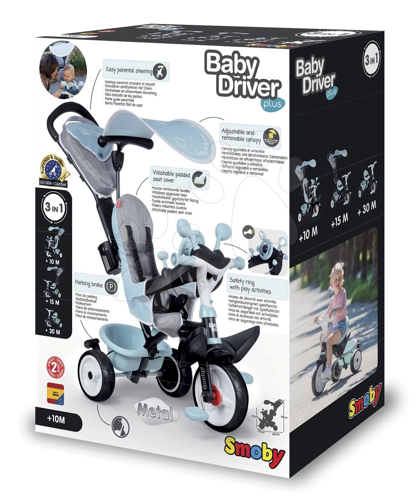 Dreirad Und Kinderwagen In Einem Mit Bremse Baby Driver Plus Blue Smoby Mit EVA-Rädern Und Intuitiver Steuerung Blau Ab 10 Monaten 13 Dreirad Und Kinderwagen In Einem Mit Bremse Baby Driver Plus Blue Smoby Mit EVA-Rädern Und Intuitiver Steuerung Blau Ab 10 Monaten – Bild 13