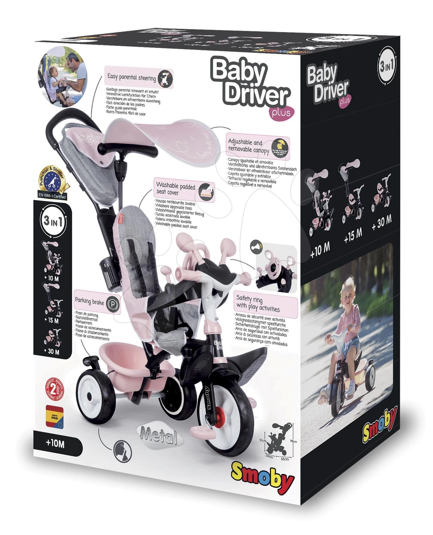 Dreirad Und Kinderwagen In Einem Mit Bremse Baby Driver Plus Pink Smoby Mit EVA-Rädern Und Intuitiver Steuerung Pink Ab 10 Monaten 13 Dreirad Und Kinderwagen In Einem Mit Bremse Baby Driver Plus Pink Smoby Mit EVA-Rädern Und Intuitiver Steuerung Pink Ab 10 Monaten – Bild 13