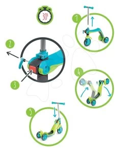 Set Rutsche Toboggan XS Blau Smoby Und Scooter Switch 2in1 -Smoby 750605 e smoby kolobetka odrazadlo