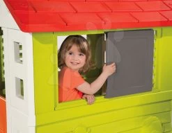 Set Rutsche Funny Toboggan Smoby 200 Cm Und Häuschen Nature Mit Rollladen Und Wagen Mit Eimer Ab 24 Monaten -Smoby 810704 c smoby domcek