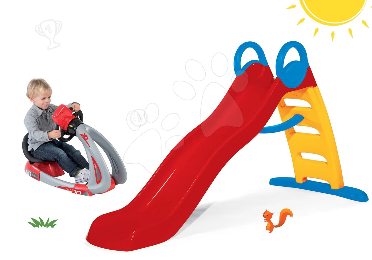 Set Rutsche Funny Toboggan Smoby 200 Cm Und Simulator V8 Driver Electronisch Mit Ton Und Licht Ab 24 Monaten 16 Set Rutsche Funny Toboggan Smoby 200 Cm Und Simulator V8 Driver Electronisch Mit Ton Und Licht Ab 24 Monaten – Bild 16