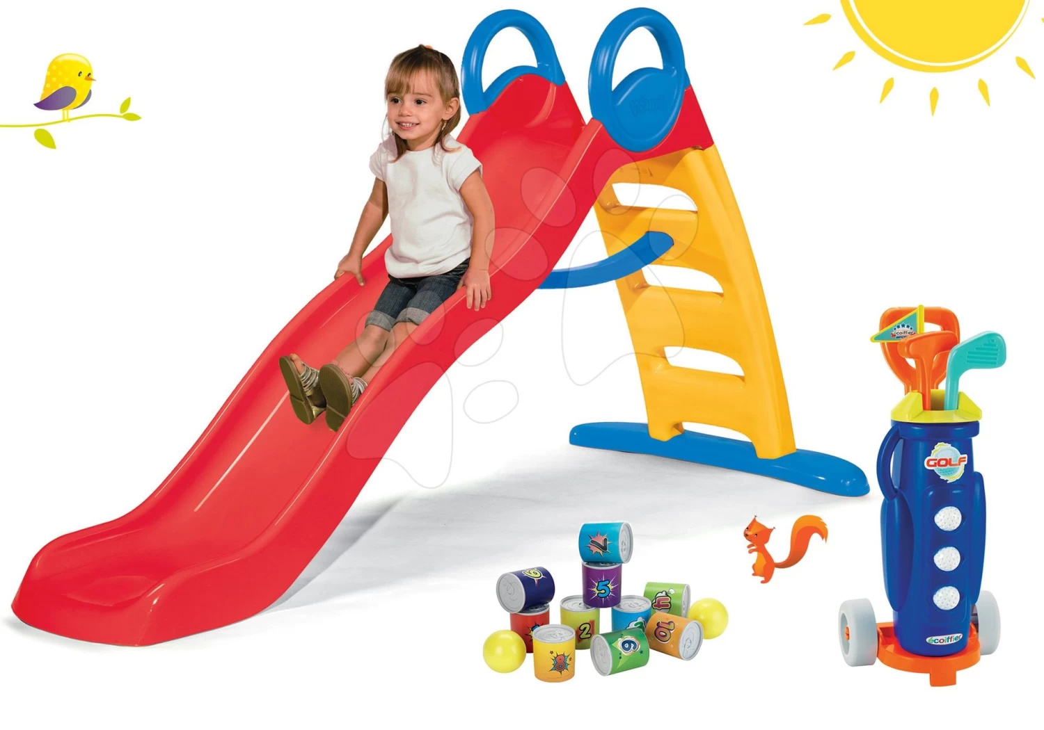 Set Rutsche Funny Toboggan Smoby 200 Cm Und Sportspiel, Pyramide Aus Zinn Mit Golfwagen Ab 24 Monaten 16 Set Rutsche Funny Toboggan Smoby 200 Cm Und Sportspiel, Pyramide Aus Zinn Mit Golfwagen Ab 24 Monaten – Bild 16