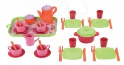 Set Elektronische Küche Bon Appetit Red & Green Smoby Mit Sounds Und Teeservice Auf Einem Tablett -Smoby 976 a ecoiffier cajova sada